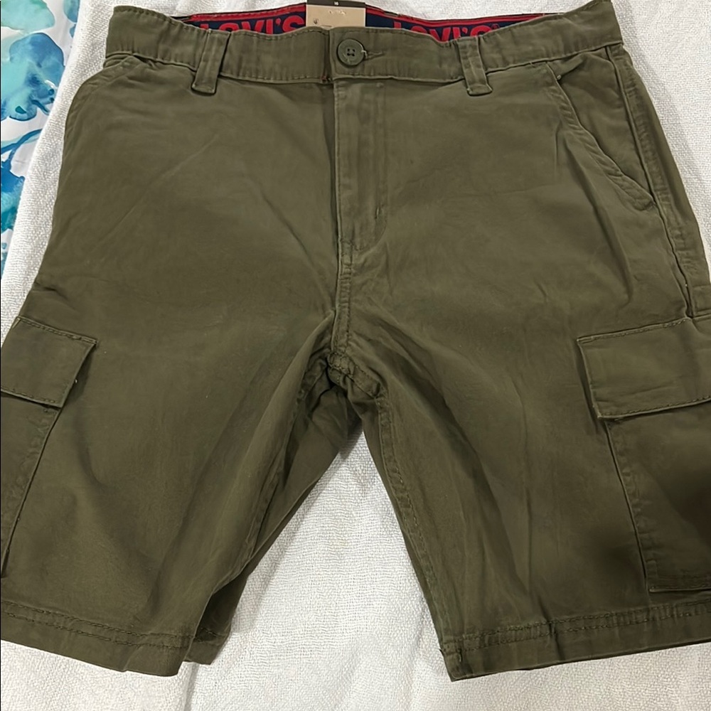 Levi's Green Cargo Shorts with Flat Front Design